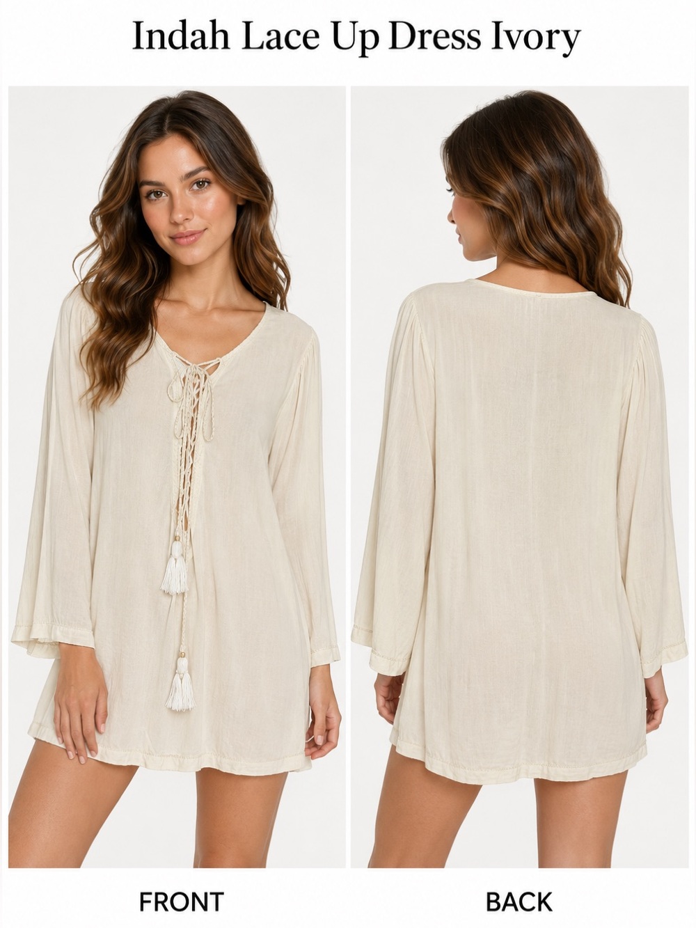 Indah Lace Up Dress Ivory
